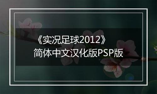 《实况足球2012》 简体中文汉化版PSP版
