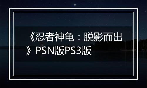 《忍者神龟：脱影而出》PSN版PS3版