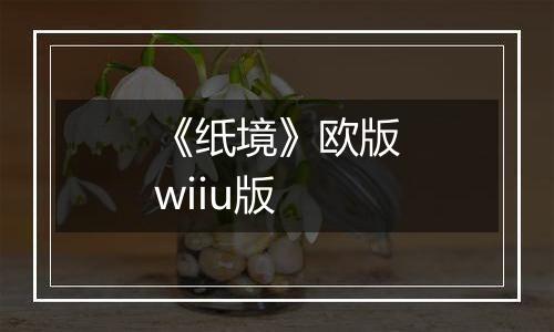 《纸境》欧版wiiu版