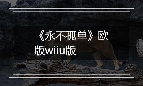 《永不孤单》欧版wiiu版