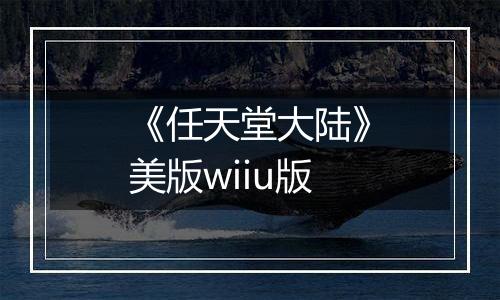《任天堂大陆》美版wiiu版