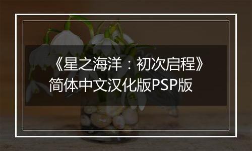 《星之海洋：初次启程》简体中文汉化版PSP版
