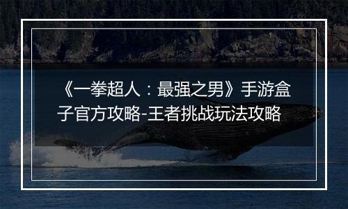 《一拳超人：最强之男》手游盒子官方攻略-王者挑战玩法攻略