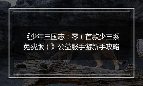 《少年三国志：零（首款少三系免费版）》公益服手游新手攻略