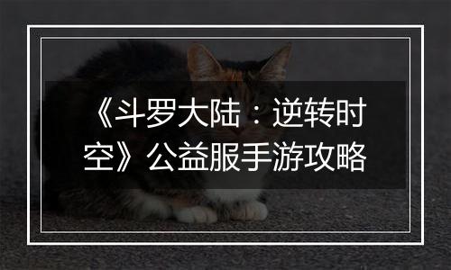 《斗罗大陆：逆转时空》公益服手游攻略