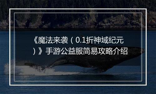 《魔法来袭（0.1折神域纪元）》手游公益服简易攻略介绍