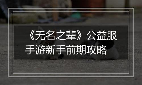 《无名之辈》公益服手游新手前期攻略