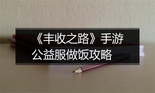《丰收之路》手游公益服做饭攻略