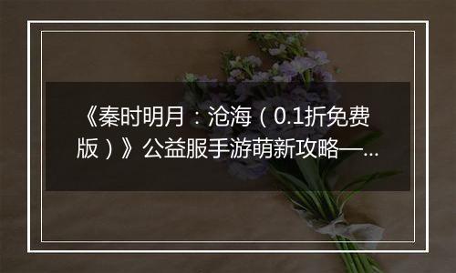 《秦时明月：沧海（0.1折免费版）》公益服手游萌新攻略—资源获取篇