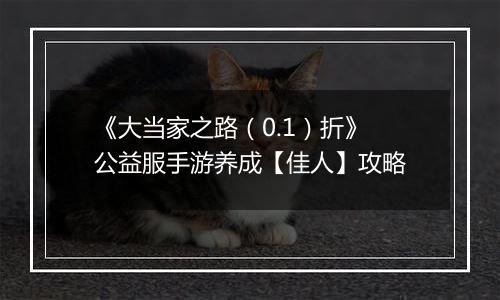 《大当家之路（0.1）折》公益服手游养成【佳人】攻略