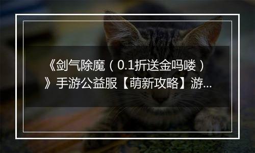 《剑气除魔（0.1折送金吗喽）》手游公益服【萌新攻略】游戏前期如何快速成长