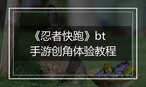 《忍者快跑》bt手游创角体验教程