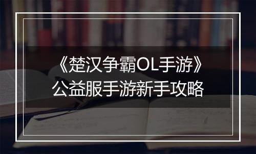 《楚汉争霸OL手游》公益服手游新手攻略
