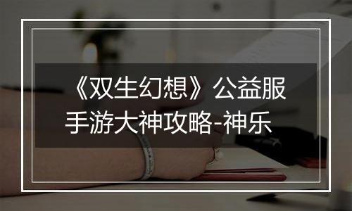 《双生幻想》公益服手游大神攻略-神乐