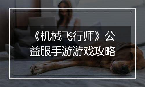 《机械飞行师》公益服手游游戏攻略