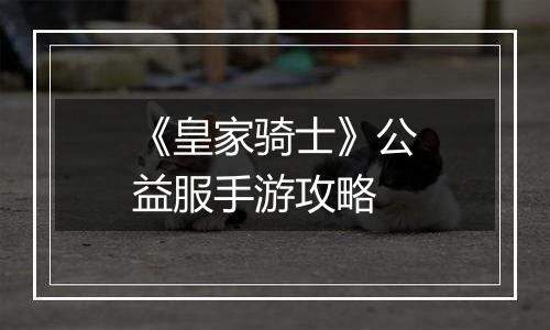 《皇家骑士》公益服手游攻略
