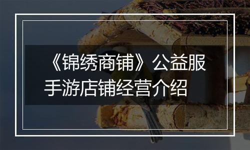 《锦绣商铺》公益服手游店铺经营介绍