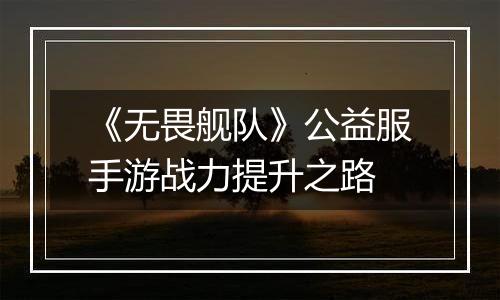 《无畏舰队》公益服手游战力提升之路