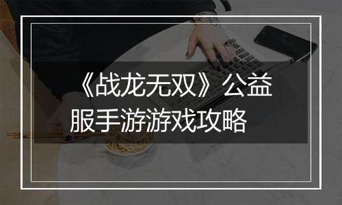 《战龙无双》公益服手游游戏攻略