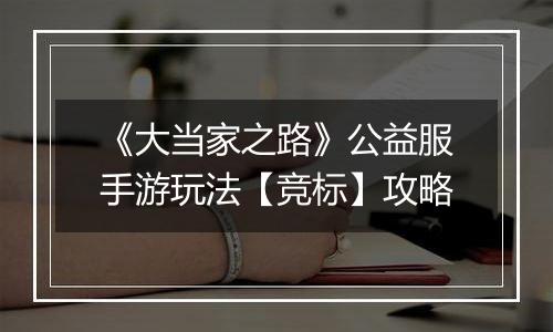 《大当家之路》公益服手游玩法【竞标】攻略