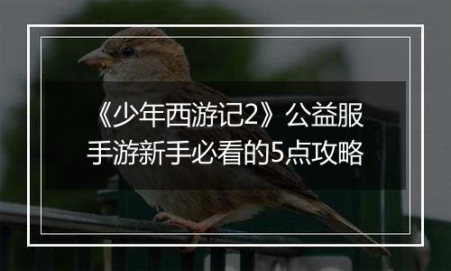 《少年西游记2》公益服手游新手必看的5点攻略