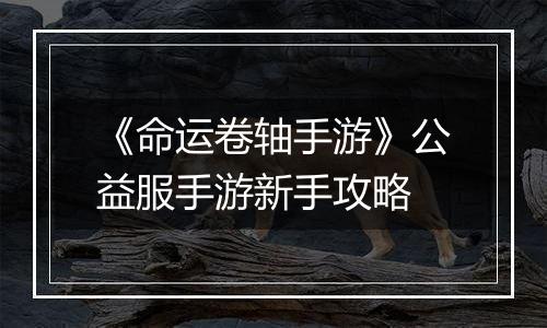 《命运卷轴手游》公益服手游新手攻略