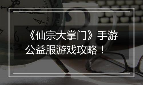 《仙宗大掌门》手游公益服游戏攻略！