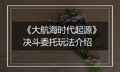 《大航海时代起源》决斗委托玩法介绍