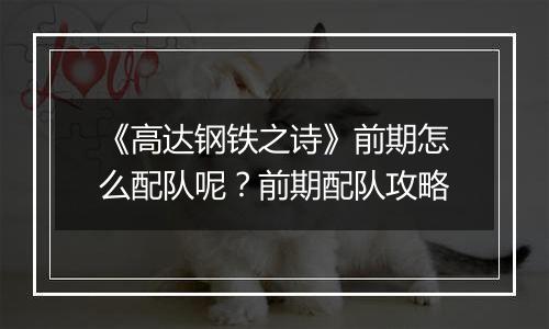 《高达钢铁之诗》前期怎么配队呢？前期配队攻略