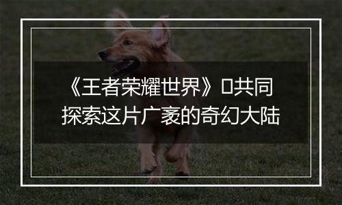 《王者荣耀世界》​共同探索这片广袤的奇幻大陆