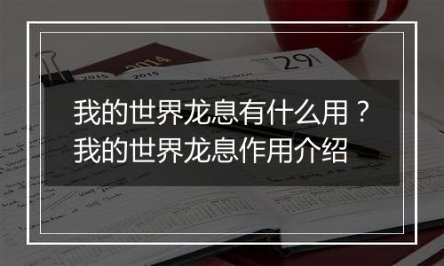 我的世界龙息有什么用？我的世界龙息作用介绍