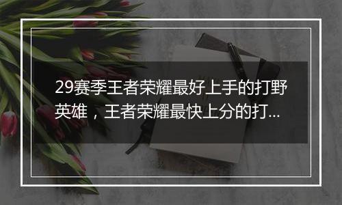 29赛季王者荣耀最好上手的打野英雄，王者荣耀最快上分的打野英雄前五排行