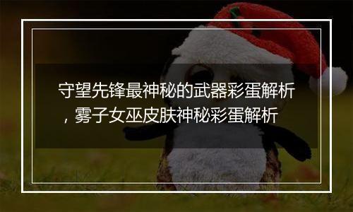 守望先锋最神秘的武器彩蛋解析，雾子女巫皮肤神秘彩蛋解析