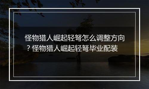 怪物猎人崛起轻弩怎么调整方向？怪物猎人崛起轻弩毕业配装