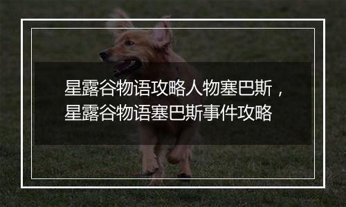 星露谷物语攻略人物塞巴斯，星露谷物语塞巴斯事件攻略