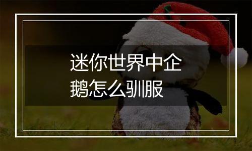 迷你世界中企鹅怎么驯服