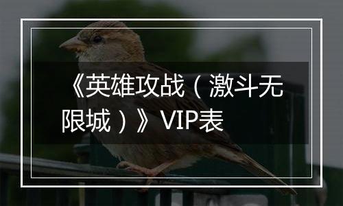 《英雄攻战（激斗无限城）》VIP表