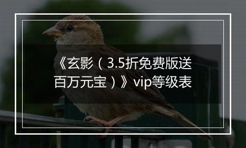《玄影（3.5折免费版送百万元宝）》vip等级表