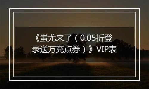 《蚩尤来了（0.05折登录送万充点券）》VIP表