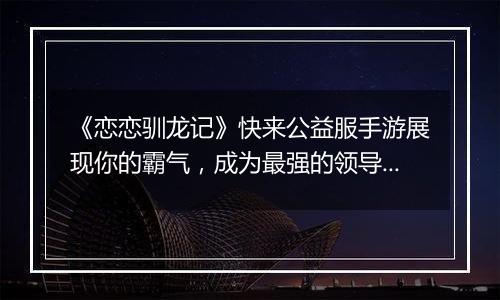 《恋恋驯龙记》快来公益服手游展现你的霸气，成为最强的领导者吧！