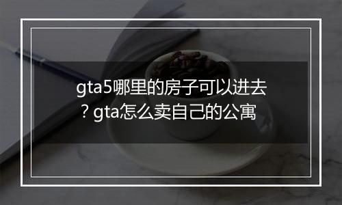 gta5哪里的房子可以进去？gta怎么卖自己的公寓