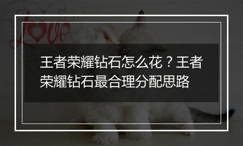 王者荣耀钻石怎么花？王者荣耀钻石最合理分配思路