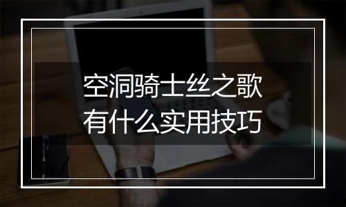 空洞骑士丝之歌有什么实用技巧
