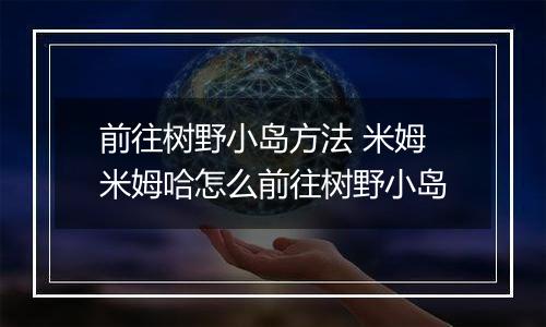 前往树野小岛方法 米姆米姆哈怎么前往树野小岛