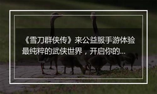 《雪刀群侠传》来公益服手游体验最纯粹的武侠世界，开启你的江湖传奇！