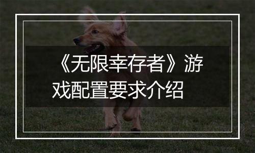 《无限幸存者》游戏配置要求介绍