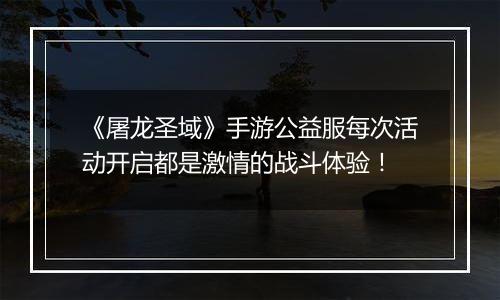 《屠龙圣域》手游公益服每次活动开启都是激情的战斗体验！