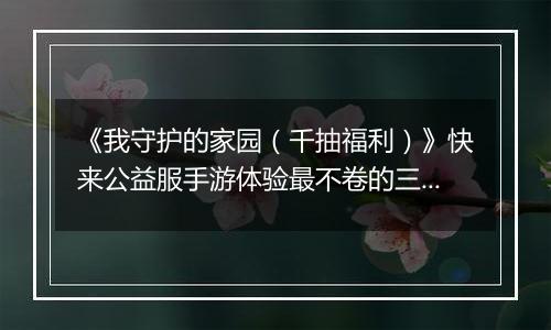 《我守护的家园（千抽福利）》快来公益服手游体验最不卷的三国！