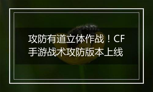 攻防有道立体作战！CF手游战术攻防版本上线