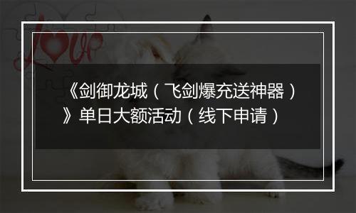 《剑御龙城（飞剑爆充送神器）》单日大额活动（线下申请）